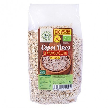 Flocs fins de civada s/gluten bio 500 g Sol Natural - Ecoalimentaria