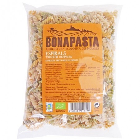 Espirales tricolor de espelta bio 500 g de Bonapasta - Ecoalimentaria