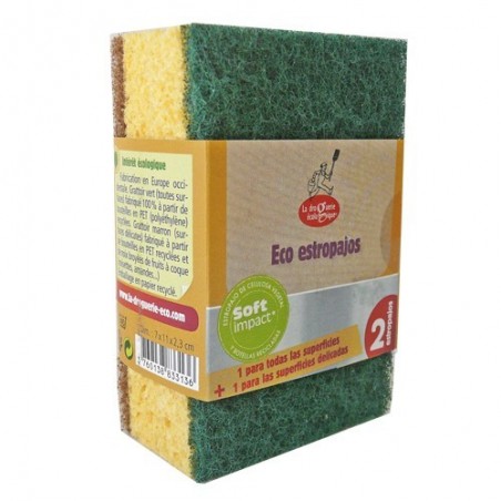 Estropajo marrón y verde ecológico La Droguerie Éco - Ecoalimentaria