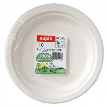 Plats 22 cm biodegradables 10x de Nupik - Ecoalimentaria
