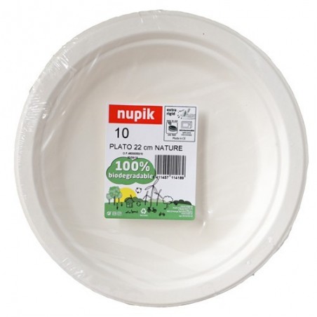 Platos 22 cm biodegradables 10x de Nupik - Ecoalimentaria