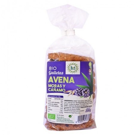 Galetes civada amb mores i cànem bio de Sol Natural - Ecoalimentaria