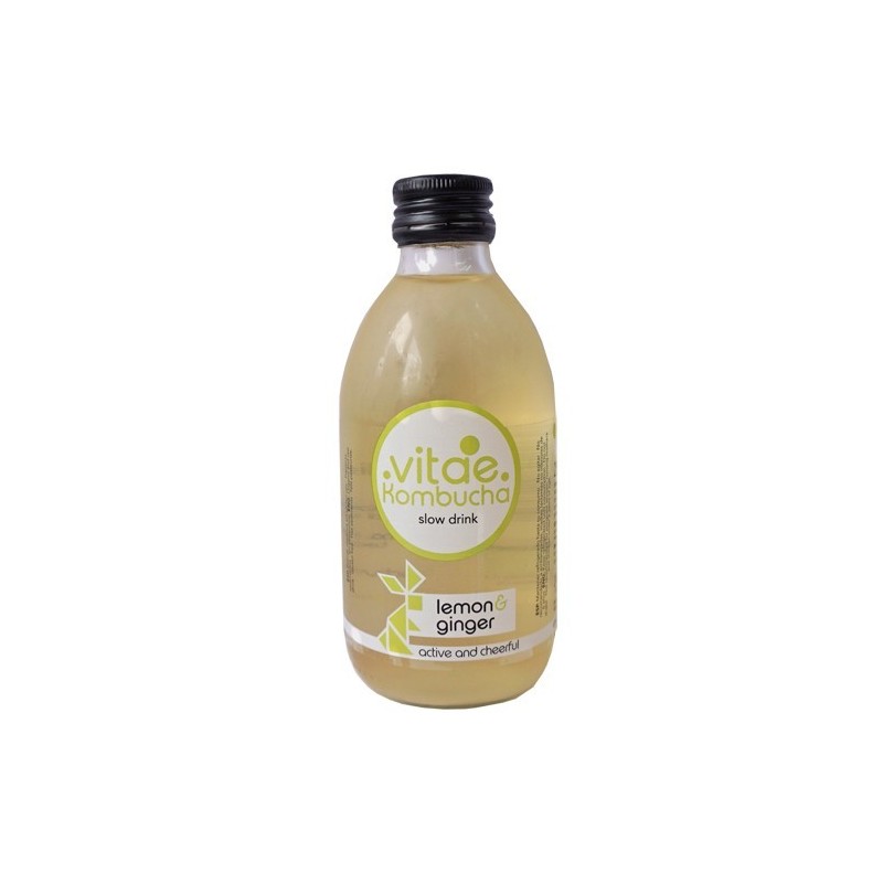 Kombucha llimona i gingebre ecològica 250 ml de Vitae - Ecoalimentaria
