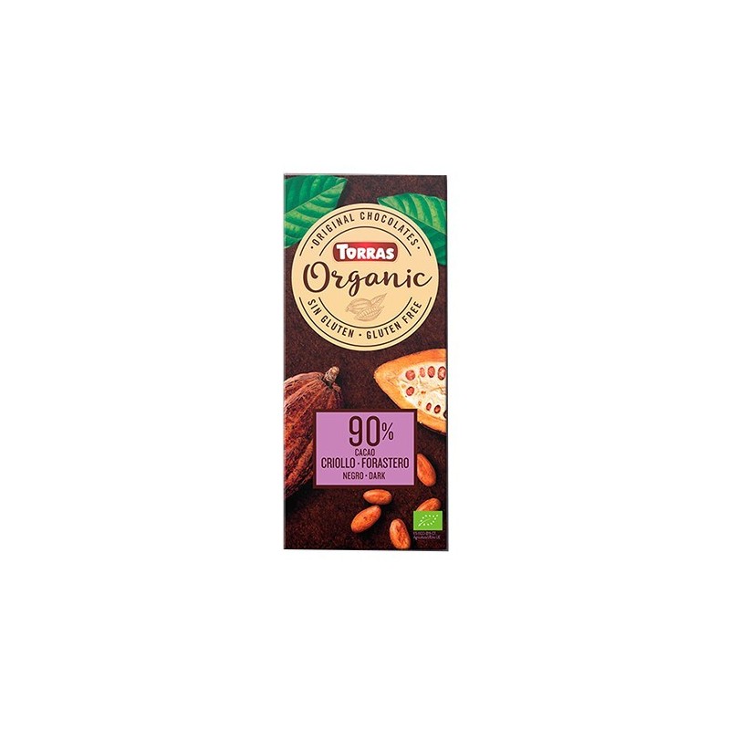 Chocolate 90% cacao criollo ecológico 100 g Chocolates Torras