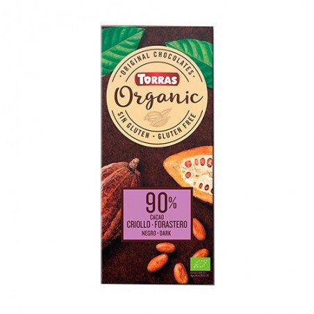 Chocolate 90% cacao criollo ecológico 100 g Chocolates Torras