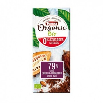 Chocolate 79% sin azúcar bio 100 g Chocolates Torras - Ecoalimentaria