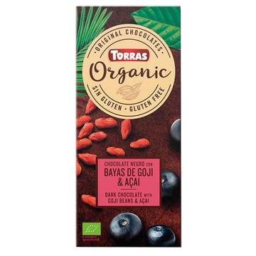 Chocolate negro con goji y açai ecológico 100 g de Chocolates Torras