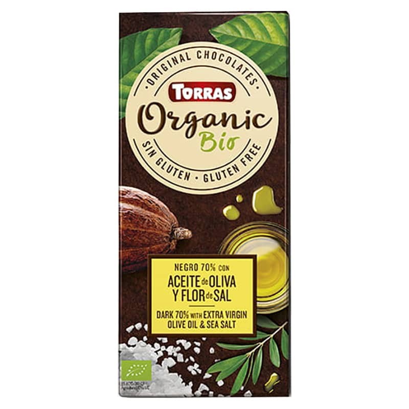 Xocolata negra amb oli d'oliva i flor de sal bio 100 g de Ch. Torras