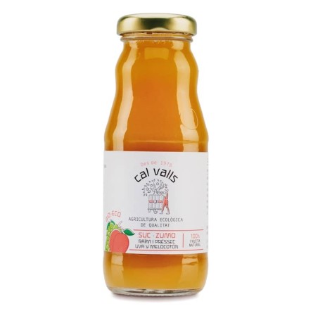 Suc de raïm i préssec ecològic 200 ml de Cal Valls - Ecoalimentaria