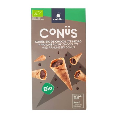 Conüs chocolate negro y praliné bio 70 g de Rodellas - Ecoalimentaria