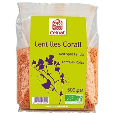 Llenties vermelles ecològiques 500 g de Celnat - Ecoalimentaria