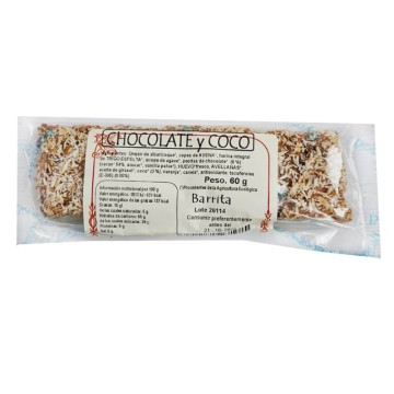 Barrita con chocolate y coco bio 60 g de Biogredos - Ecoalimentaria