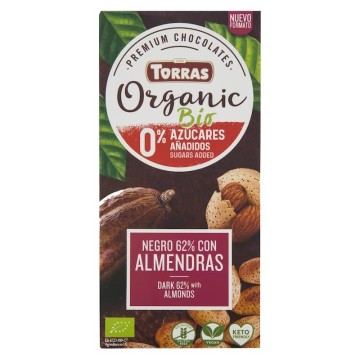 Chocolate 62% almendras sin azúcar bio 100 g de Chocolates Torras