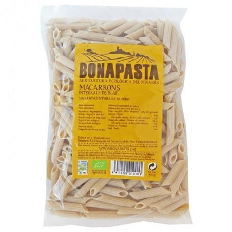 Macarrons integrals de blat bio 500 g de Bonapasta - Ecoalimentaria