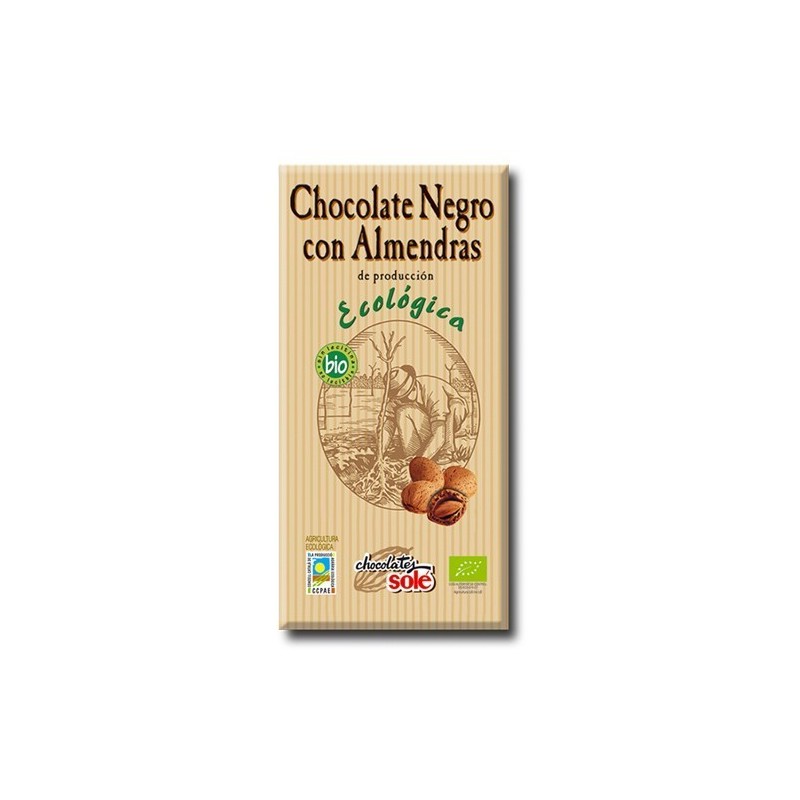 Xocolata negra amb ametlles bio 150 g Chocolates Solé - Ecoalimentaria