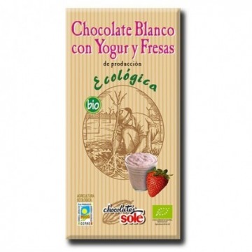 Xocolata blanca amb iogurt i maduixa bio 100g Chocolates Solé
