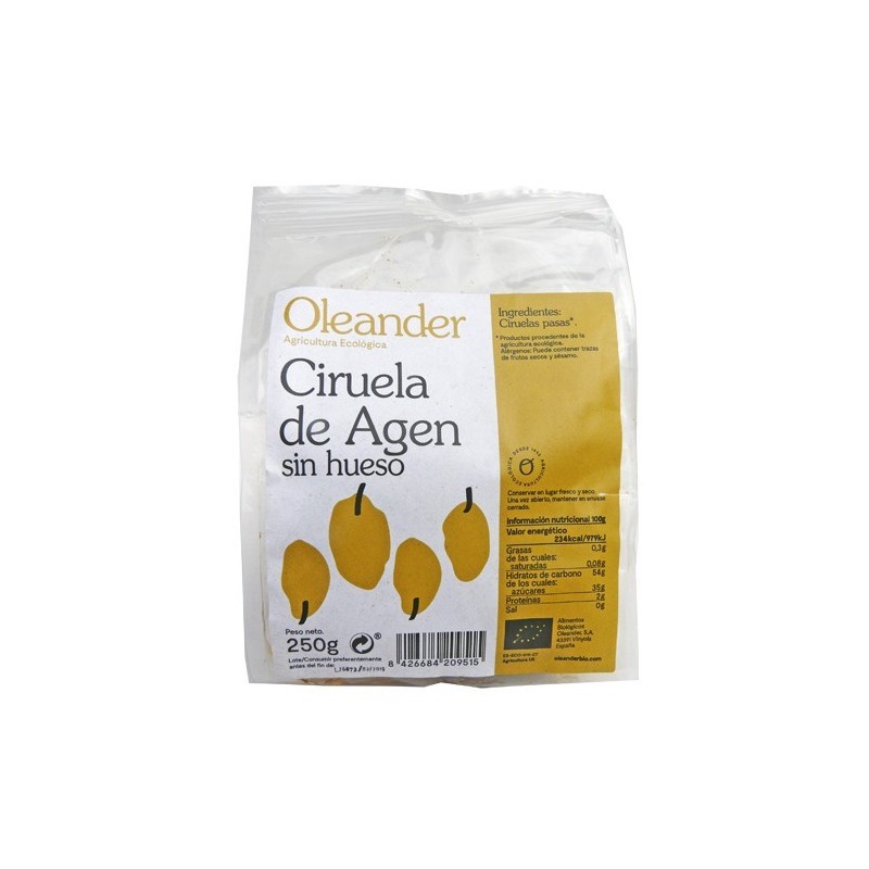 Pruna d'Agen sense os ecològica 250 g d'Oleander - Ecoalimentaria