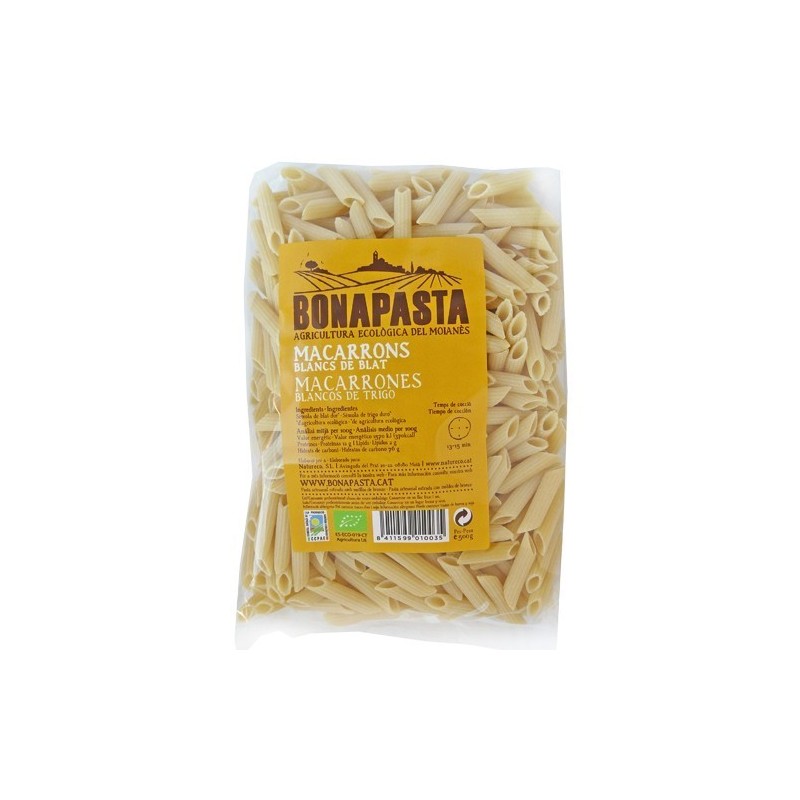 Macarrones blancos de trigo bio 500 g Bonapasta - Ecoalimentaria
