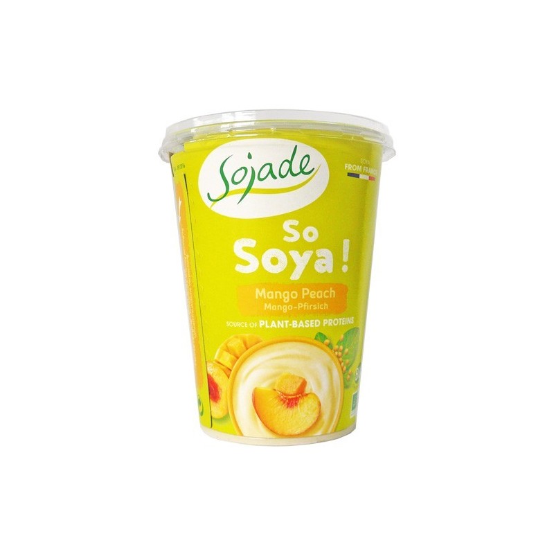 Iogurt soja mango i préssec ecològic 400 g de Sojade - Ecoalimentaria