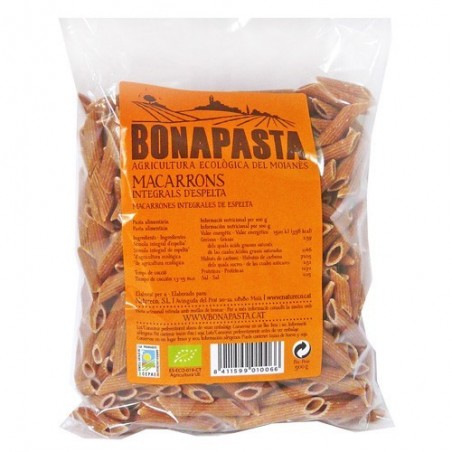 Macarrones integrales de espelta bio 500 g Bonapasta - Ecoalimentaria