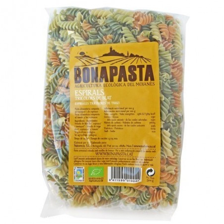 Espirales tricolor de trigo bio 500 g de Bonapasta - Ecoalimentaria